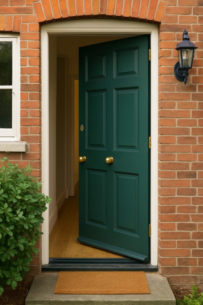 Open green door