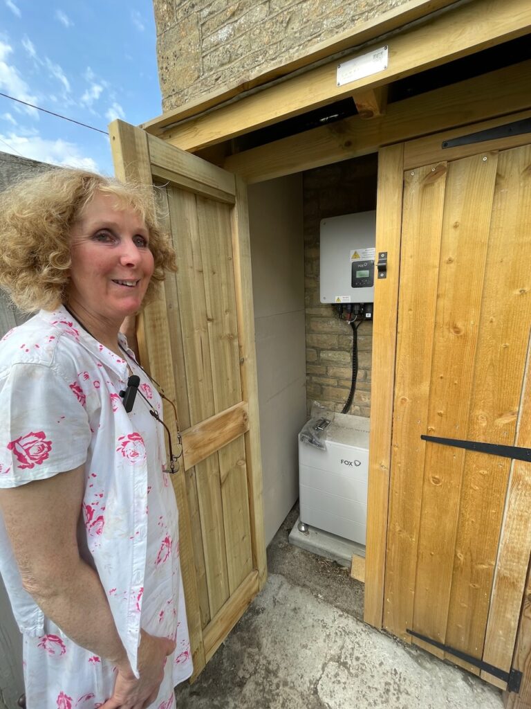 Bespoke outdoor ‘sentry box’ to protect the battery and inverter from the weather