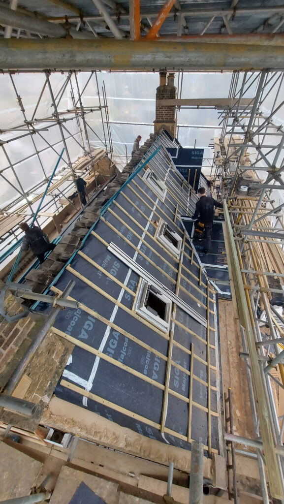 Re-tiling and new velux windows being fitted, Sandys House, Chadlington